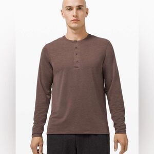 Lululemon Mens Reinstate Long Sleeve Henley Heathered Brown Size Medium ??